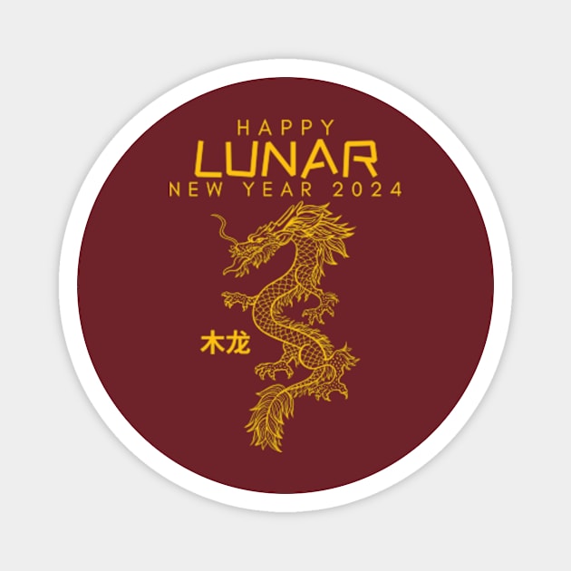 Lunar New Year 2024 The Year Of Dragon 2024 Men Women Kids Magnet by AimArtStudio